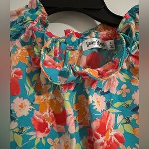 Roommates Floral Blouse - Blue, Red, Orange